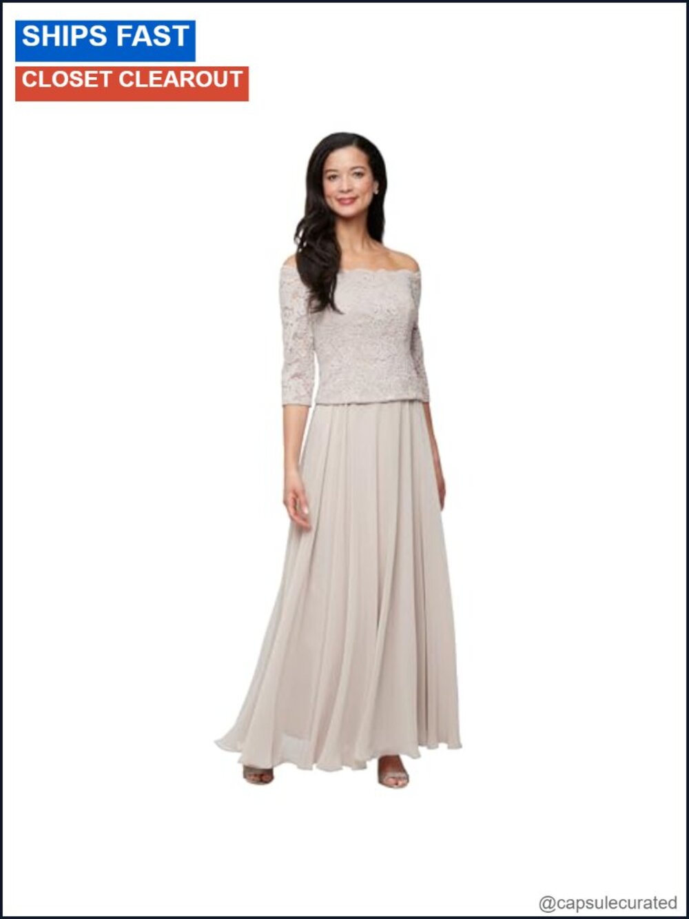 Long Stretch Lace Off Shoulder Mock Formal Dress